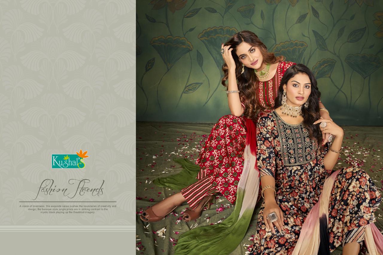 Kushals By Noor Rayon Printed Kurti With Bottom Dupatta Catalog